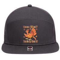 Funny Retro Thanksgiving Guess What Turkey Butt 7 Panel Mesh Trucker Snapback Hat