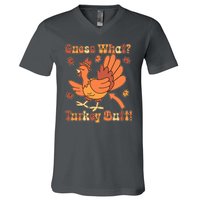 Funny Retro Thanksgiving Guess What Turkey Butt V-Neck T-Shirt