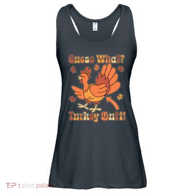 Funny Retro Thanksgiving Guess What Turkey Butt Ladies Essential Flowy Tank