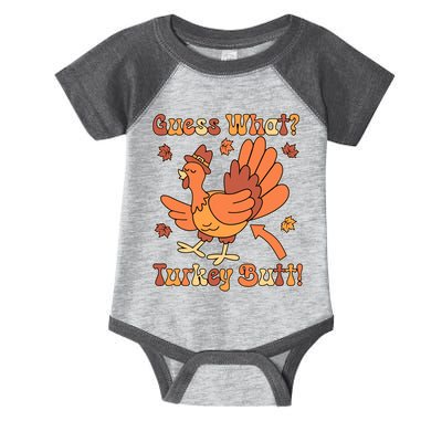 Funny Retro Thanksgiving Guess What Turkey Butt Infant Baby Jersey Bodysuit