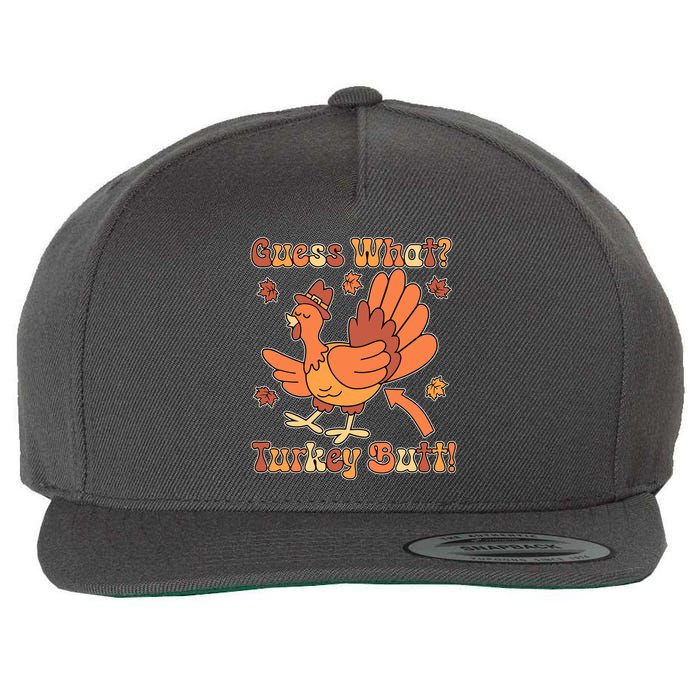 Funny Retro Thanksgiving Guess What Turkey Butt Wool Snapback Cap