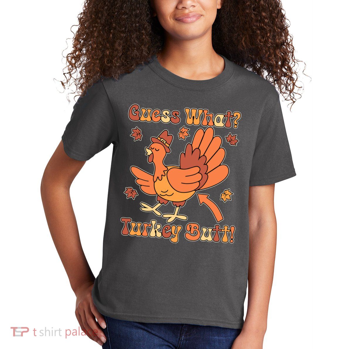Funny Retro Thanksgiving Guess What Turkey Butt Kids T-Shirt