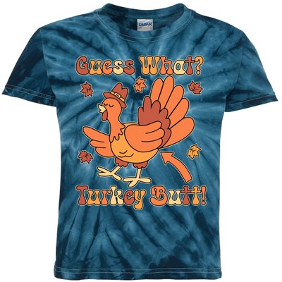 Funny Retro Thanksgiving Guess What Turkey Butt Kids Tie-Dye T-Shirt