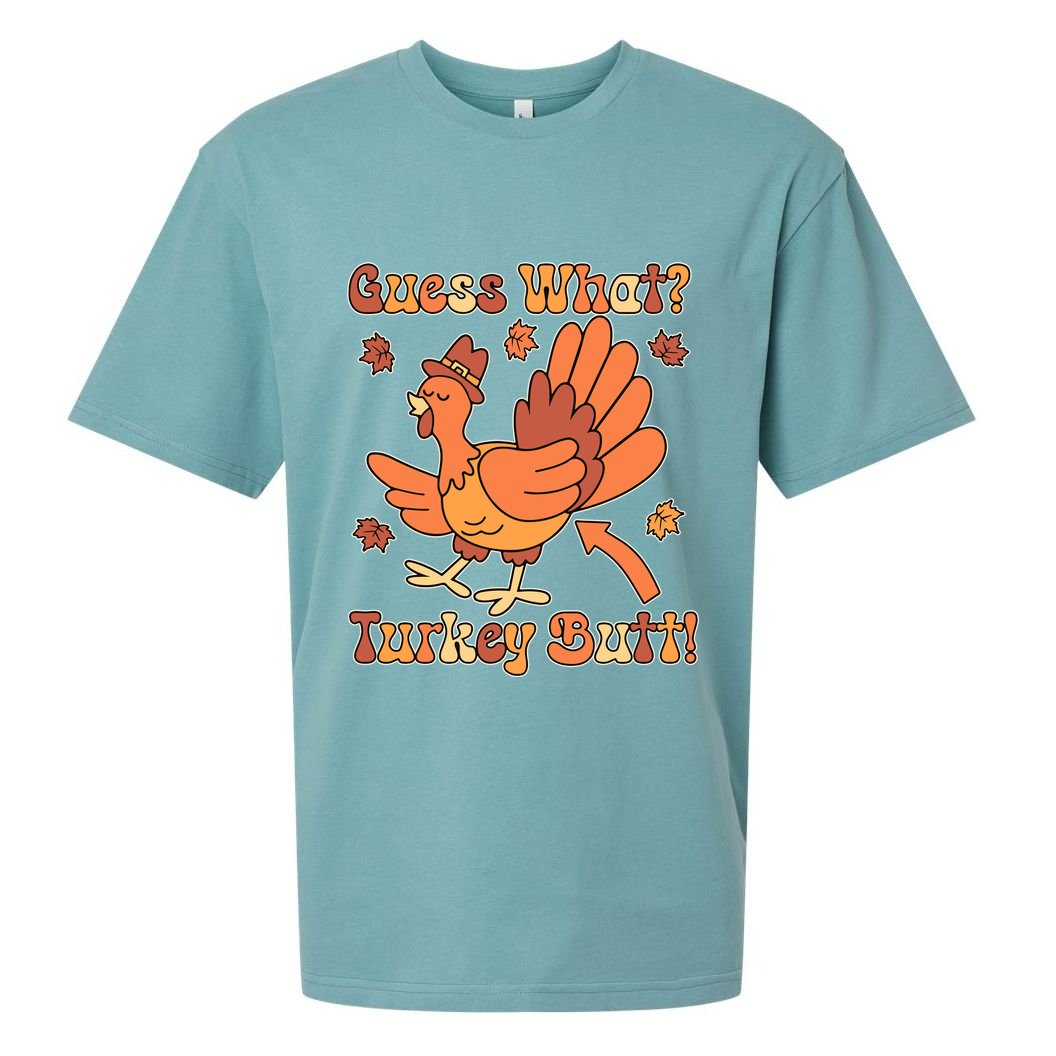 Funny Retro Thanksgiving Guess What Turkey Butt Sueded Cloud Jersey T-Shirt