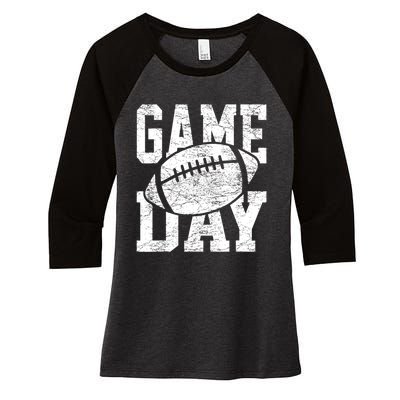 Funny Retro Team Sports Vintage Football Season Game Day Women's Tri-Blend 3/4-Sleeve Raglan Shirt