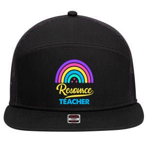 Funny Resource Teacher Rainbow Special Education Teachers Gift 7 Panel Mesh Trucker Snapback Hat