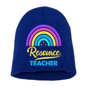 Funny Resource Teacher Rainbow Special Education Teachers Gift Short Acrylic Beanie