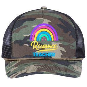 Funny Resource Teacher Rainbow Special Education Teachers Gift Retro Rope Trucker Hat Cap