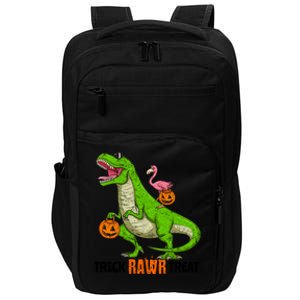 Flamingo Riding T Rex Dinosaur Halloween Trick Rawr Treat Gift Impact Tech Backpack