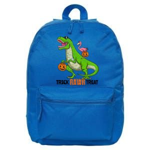 Flamingo Riding T Rex Dinosaur Halloween Trick Rawr Treat Gift 16 in Basic Backpack