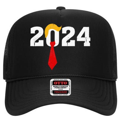 Funny Retro Trump 2024 Still Vote Felon High Crown Mesh Back Trucker Hat