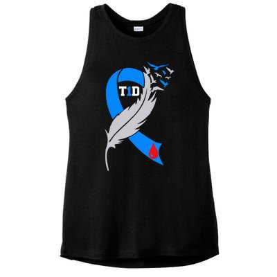 Funny Ribbon T1D Warriors Diabetes Awareness Ladies PosiCharge Tri-Blend Wicking Tank