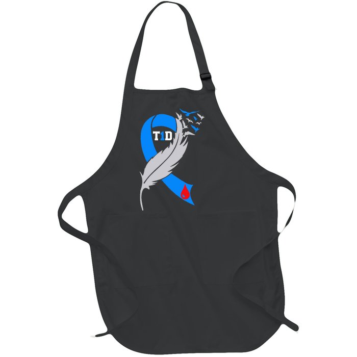 Funny Ribbon T1D Warriors Diabetes Awareness Full-Length Apron With Pockets