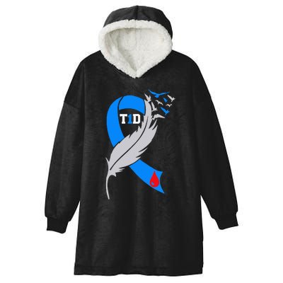 Funny Ribbon T1D Warriors Diabetes Awareness Hooded Wearable Blanket