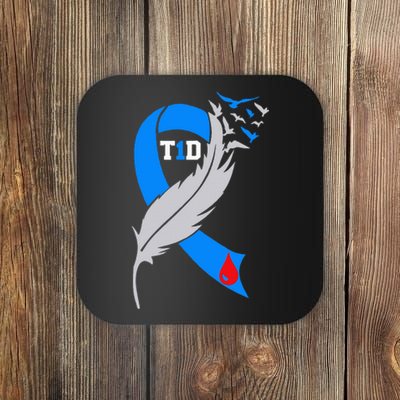 Funny Ribbon T1D Warriors Diabetes Awareness Coaster