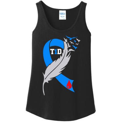 Funny Ribbon T1D Warriors Diabetes Awareness Ladies Essential Tank