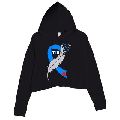 Funny Ribbon T1D Warriors Diabetes Awareness Crop Fleece Hoodie