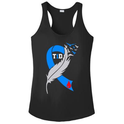 Funny Ribbon T1D Warriors Diabetes Awareness Ladies PosiCharge Competitor Racerback Tank