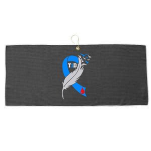 Funny Ribbon T1D Warriors Diabetes Awareness Large Microfiber Waffle Golf Towel