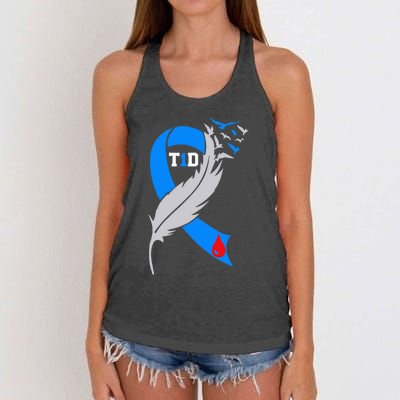 Funny Ribbon T1D Warriors Diabetes Awareness Women's Knotted Racerback Tank