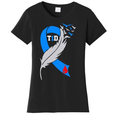 Funny Ribbon T1D Warriors Diabetes Awareness Women's T-Shirt