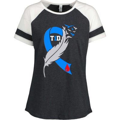 Funny Ribbon T1D Warriors Diabetes Awareness Enza Ladies Jersey Colorblock Tee