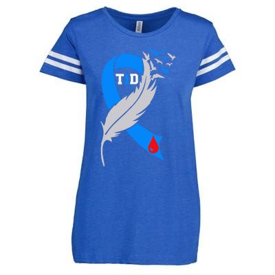 Funny Ribbon T1D Warriors Diabetes Awareness Enza Ladies Jersey Football T-Shirt