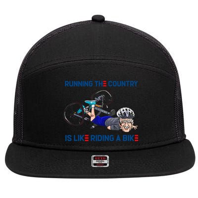 Joe Biden Running The Country Is Like Riding A Bike 7 Panel Mesh Trucker Snapback Hat