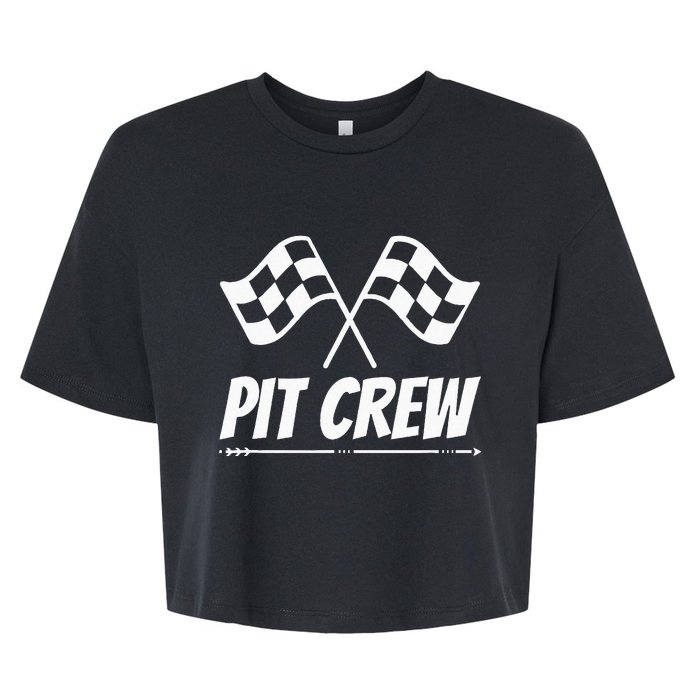 Funny Race Track Pit Crew Racing Mechanic Car Parties Bella+Canvas Jersey Crop Tee