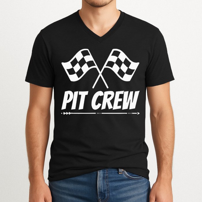 Funny Race Track Pit Crew Racing Mechanic Car Parties V-Neck T-Shirt