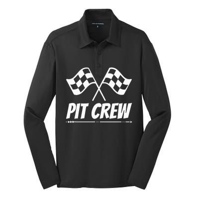 Funny Race Track Pit Crew Racing Mechanic Car Parties Silk Touch Performance Long Sleeve Polo