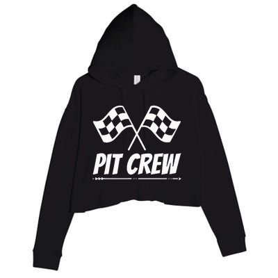 Funny Race Track Pit Crew Racing Mechanic Car Parties Crop Fleece Hoodie