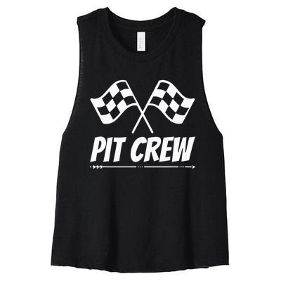 Funny Race Track Pit Crew Racing Mechanic Car Parties Women's Racerback Cropped Tank