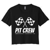 Funny Race Track Pit Crew Racing Mechanic Car Parties Women's Crop Top Tee