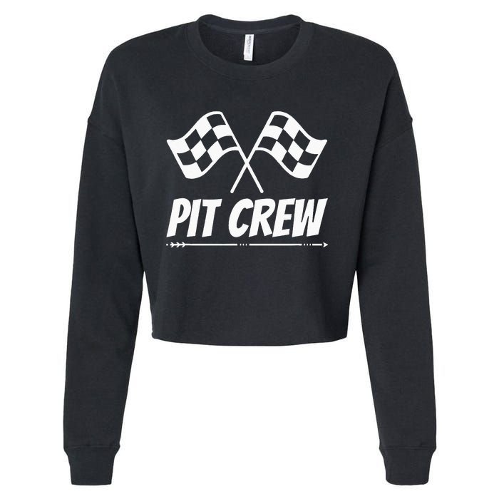 Funny Race Track Pit Crew Racing Mechanic Car Parties Cropped Pullover Crew