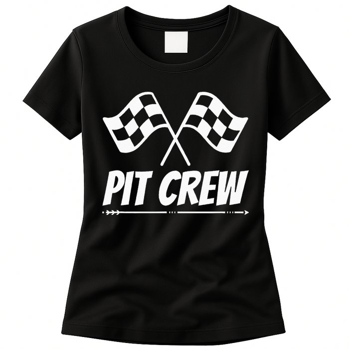 Funny Race Track Pit Crew Racing Mechanic Car Parties Womens T-Shirt