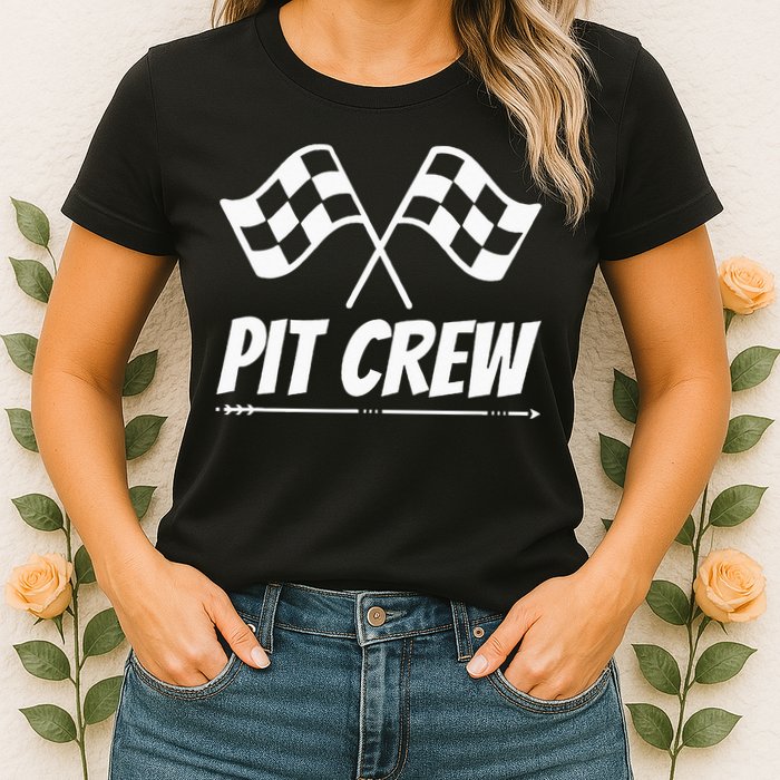 Funny Race Track Pit Crew Racing Mechanic Car Parties Womens T-Shirt