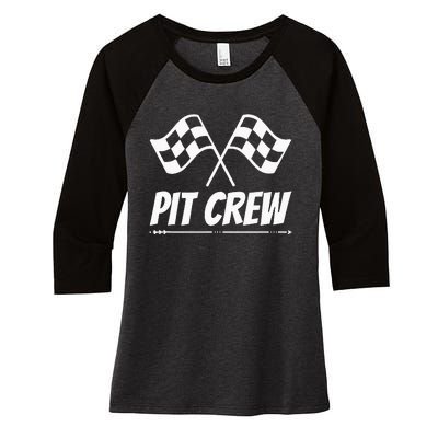 Funny Race Track Pit Crew Racing Mechanic Car Parties Women's Tri-Blend 3/4-Sleeve Raglan Shirt