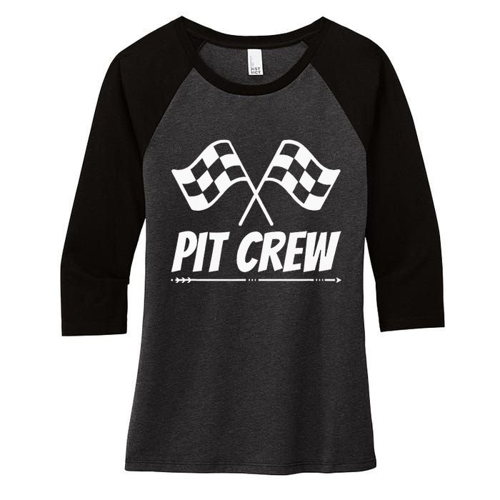 Funny Race Track Pit Crew Racing Mechanic Car Parties Women's Tri-Blend 3/4-Sleeve Raglan Shirt