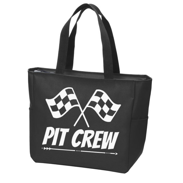 Funny Race Track Pit Crew Racing Mechanic Car Parties Zip Tote Bag