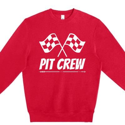 Funny Race Track Pit Crew Racing Mechanic Car Parties Premium Crewneck Sweatshirt