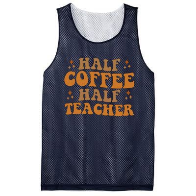 Funny Retro Teacher Inspirational Half Coffee Half Teacher Mesh Reversible Basketball Jersey Tank