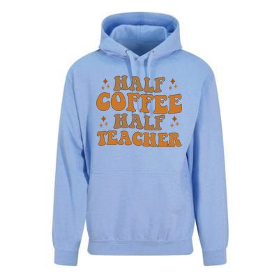 Funny Retro Teacher Inspirational Half Coffee Half Teacher Unisex Surf Hoodie