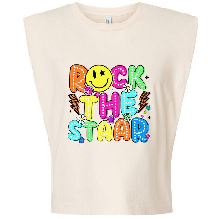 Funny Rock The Test Testing Day Teacher Student Motivational Garment-Dyed Women's Muscle Tee