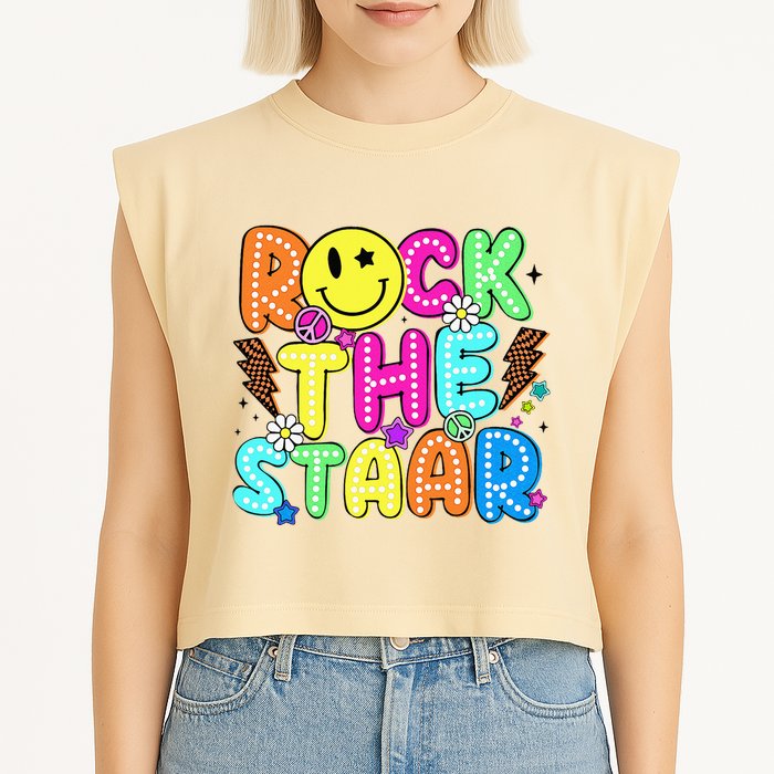Funny Rock The Test Testing Day Teacher Student Motivational Garment-Dyed Women's Muscle Tee