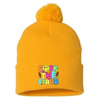Funny Rock The Test Testing Day Teacher Student Motivational Pom Pom 12in Knit Beanie