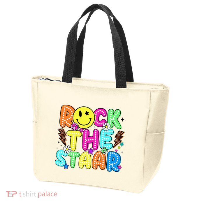 Funny Rock The Test Testing Day Teacher Student Motivational Zip Tote Bag