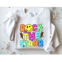 Funny Rock The Test Testing Day Teacher Student Motivational Sweatshirt