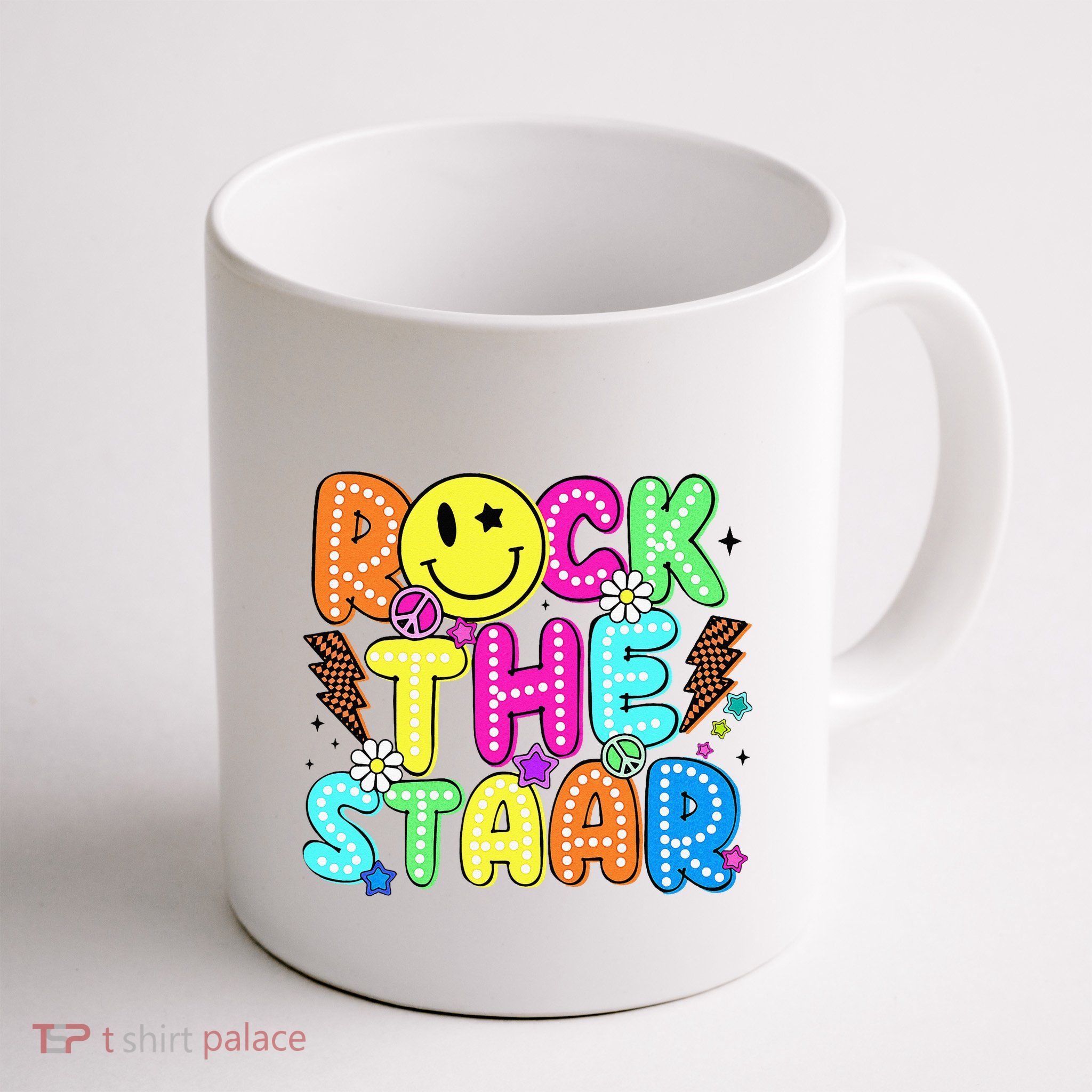 Funny Rock The Test Testing Day Teacher Student Motivational Mug