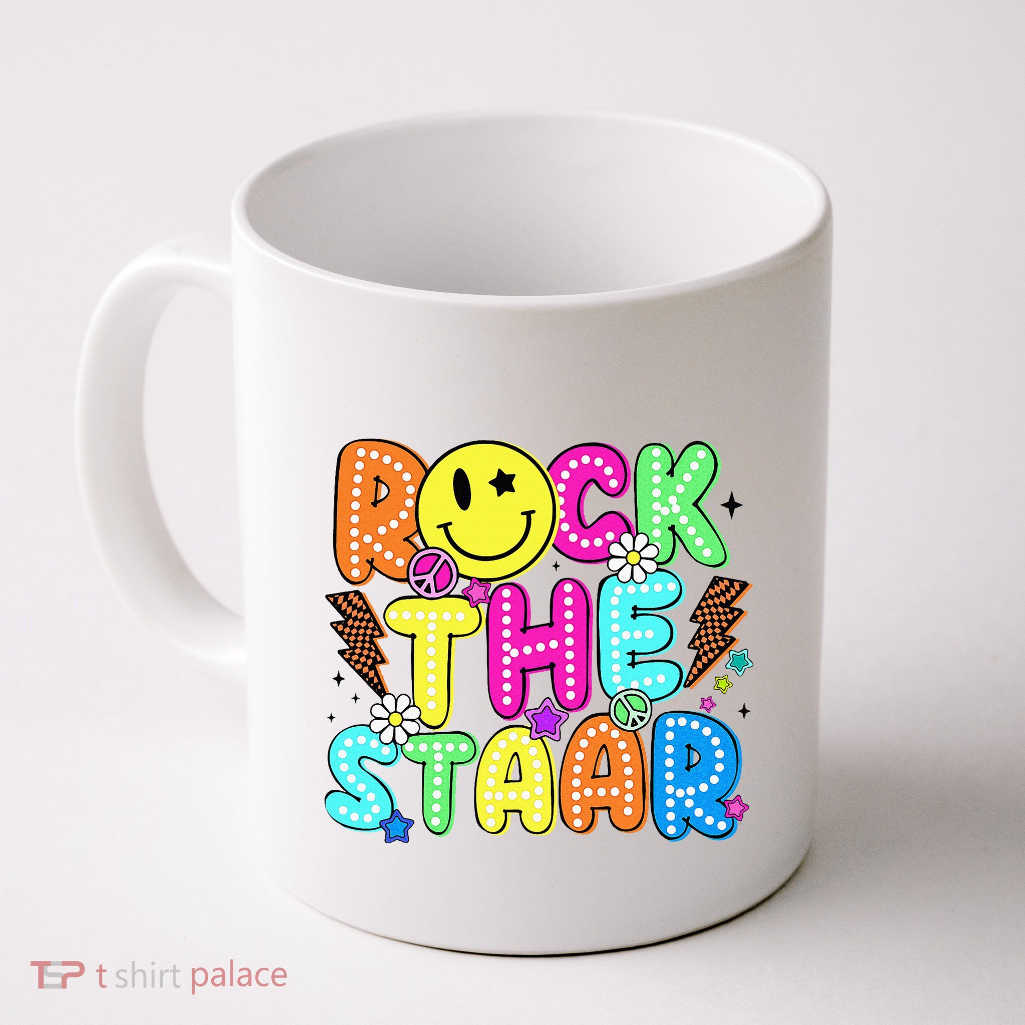Funny Rock The Test Testing Day Teacher Student Motivational Mug